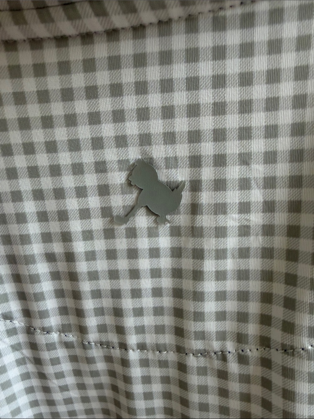 (066)Birdies Men’s Light Gray Check Zip-Top Polo - Picture 5 of 6
